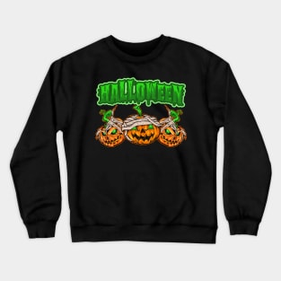 Halloween Zombie Pumpkins Scary Green-Eyed Crewneck Sweatshirt